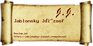 Jablonsky József névjegykártya